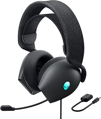 Alienware AW520H Wired Gaming Headset - Dolby Atmos, Unidirectional, AlienFX 16.8 Million RGB Colors, Microphone Mute, Volume On-Headset Controls, 40mm Hi-Res Certified - Dark Side of The Moon