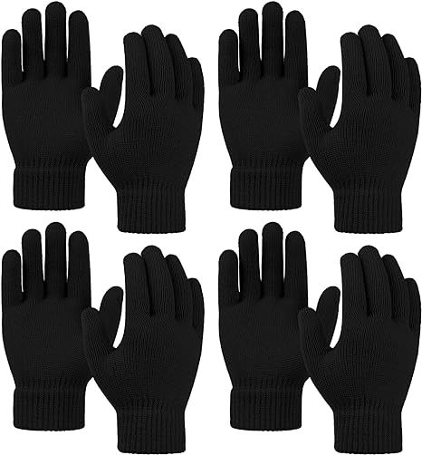 Cooraby 4 Pairs Winter Magic Gloves Thicken Knitted Warm Gloves Stretchy Full Fingers Unisex Gloves for Men Women