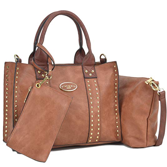 Women Vegan Leather Handbags Fashion Satchel Bags Shoulder Purses Top Handle Work Bags 3pcs Set