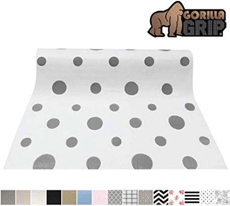 Gorilla Grip Original Smooth Top Slip-Resistant Drawer and Shelf Liner, Non Adhesive Roll, 17.5 Inch x 20 FT, Durable Kitchen Cabinet Shelves, Strong Liners for Kitchens Drawers and Desks, Dots Gray