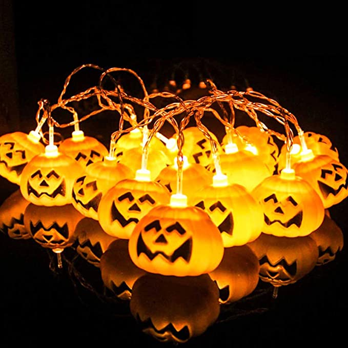 Poscoverge Halloween Pumpkin String Lights, LED Pumpkin Lights, Holiday Lights for Outdoor Decor, 20 Pumpkin Lights Remote Control USB Powered Waterproof Lights 9.8 feet