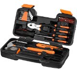 VonHaus Orange 39-Piece Tool Set - General Household Hand Tool Kit with Plastic Toolbox Storage Case