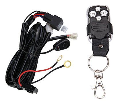 Wiring Harness for LED Light Bar with Remote Control by Glaretek | 12V 40A One Line Kit ON/OFF Switch Relay for Fog Light Off-Road Work 10FT Length (Remote Control), 12 Months Full Warranty