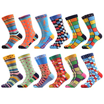 WeciBor Men's Dress Cool Colorful Novelty Funny Casual Combed Cotton Crew Socks Pack