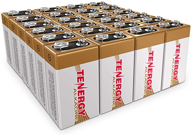 Tenergy 6LR61 9V Alkaline Battery, Non-Rechargeable Battery for Smoke Alarms, Guitar Pickups, Microphones and More, 24-Pack