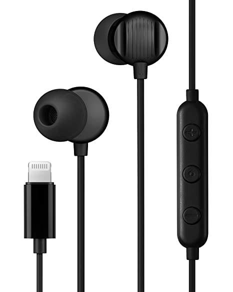 PALOVUE Lightning Headphones Earphones Earbuds Microphone Controller MFi Certified Compatible with iPhone 8 7 Plus iPhone 14 13 12 11 Pro Max X XS Max XR, Morflow-Black
