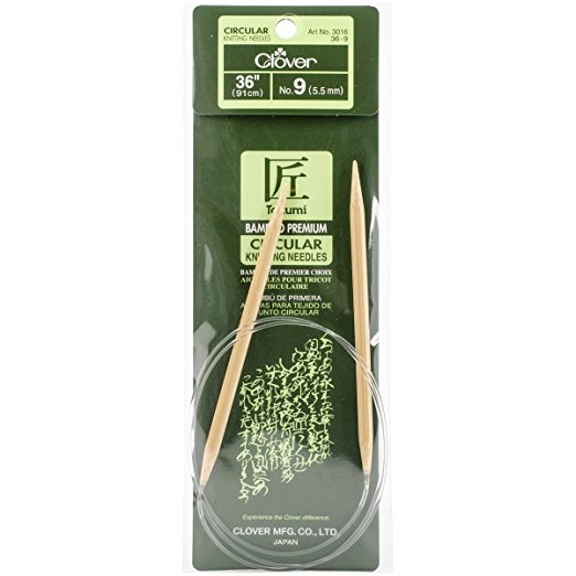 Clover Takumi Bamboo Circular 36-Inch Knitting Needles, Size 9