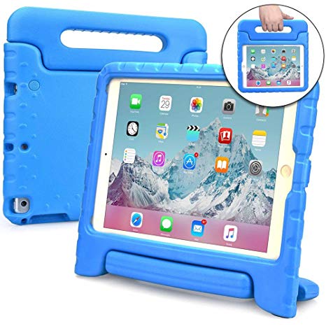 COOPER DYNAMO Kids case compatible with iPad 6, iPad 5, iPad Air 1, iPad 9.7 2017 2018 | Shock Proof Heavy Duty Kidproof Cover for Kids | Girls Boys School | Handle & Stand, Screen Protector (Blue)