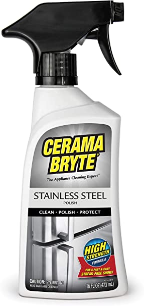 Cerama Bryte Protective Stainless Steel Appliance Polish Spray with Mineral Oil, 16 Ounce