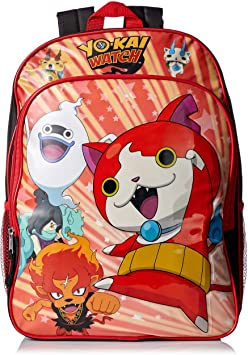 Yo-Kai Watch Boys' Multi Compartment 16 Inch Backpack, Black, One Size