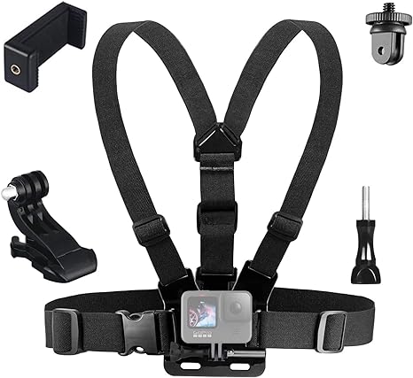 Lupholue Chest Strap Mount Harness Chesty Cell Phone Holder Compatible with iPhone, Samsung, GoPro Hero 11, 10, 9, 8, 7, (2018), 6 5 4 3, Hero Black, Session, Xiaomi Yi, SJCAM, DJI Osmo Action
