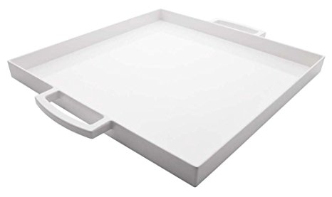 Zak! Designs MeeMe Square Serving Tray, 12.5" by 12.5", Break-resistant and BPA-free Plastic, White