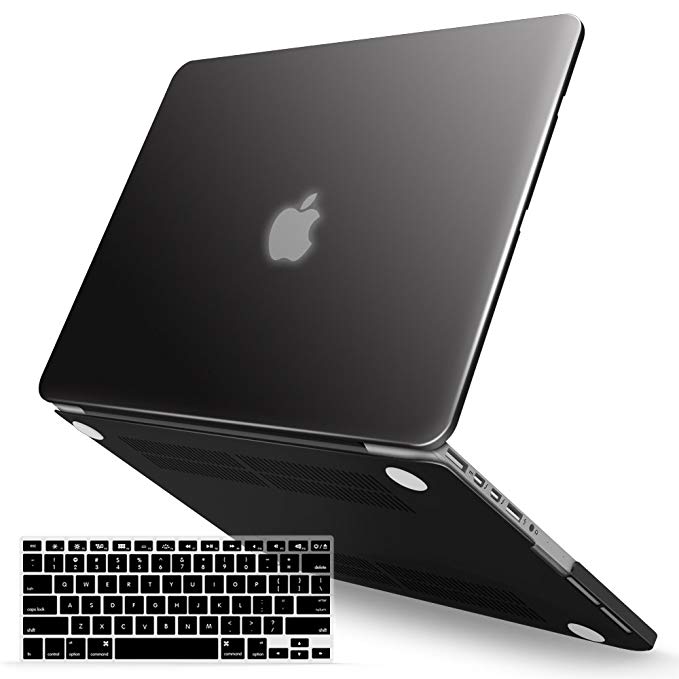 iBenzer MacBook Pro 13 Inch Case 2012-2015, Soft Touch Hard Case Shell Cover with Keyboard Cover for Apple MacBook Pro 13 with Retina Display A1425 1502, Black, MMP13R-BK  1 A