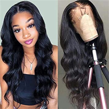 13×4 Lace Frontal Body Wave Human Hair Wigs 100% Unprocessed Brazilian Virgin Human Hair Wigs for Black Women Lace Front Wigs 150% Density Natural Hairline with Baby Hair（20 inch）