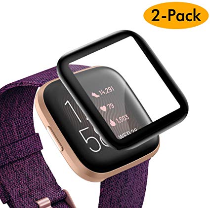 KIMILAR 2-Pack Screen Protector Compatible with Fitbit Versa 2 (Not for Versa), 3D Full Coverage Curved Edge Screen Protector Cover Film Waterproof Anti-Scratch for Versa 2 Smartwatch