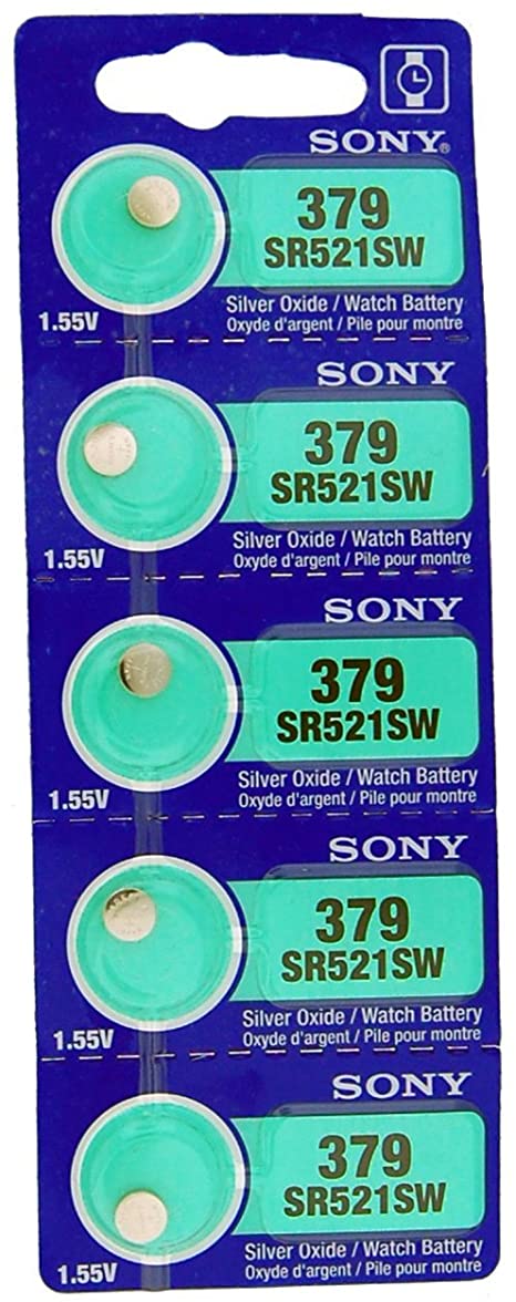 Sony Silver Oxide Batteries Size 379 (SR521SW)(Pack of 5)