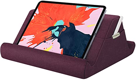 MoKo Tablet Pillow Holder, Pillow for iPad Multi-Angle Soft Tablet Stand Up to 12.9", Lap Pillow for eReader, Book, Fit iPad 10.2 2020, Air 4 10.9, Air 3, iPad Pro 11/12.9,Galaxy Tab S6 /S7, Plum