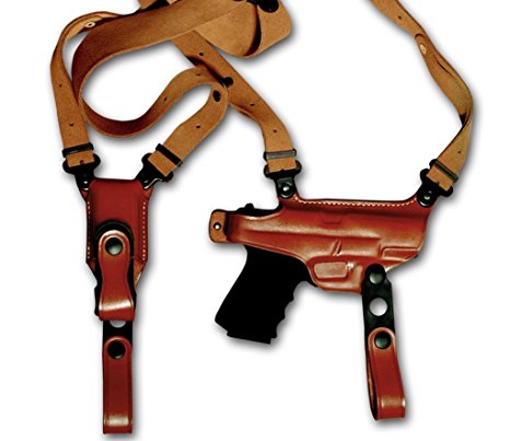 LEATHER SHOULDER HOLSTER, SINGLE MAG CARRIER FOR SPRINGFIELD XD9 XD40 XDM9 XDS 3''4''4.5''5''5.25''R/H & L/H, BROWN COLOR