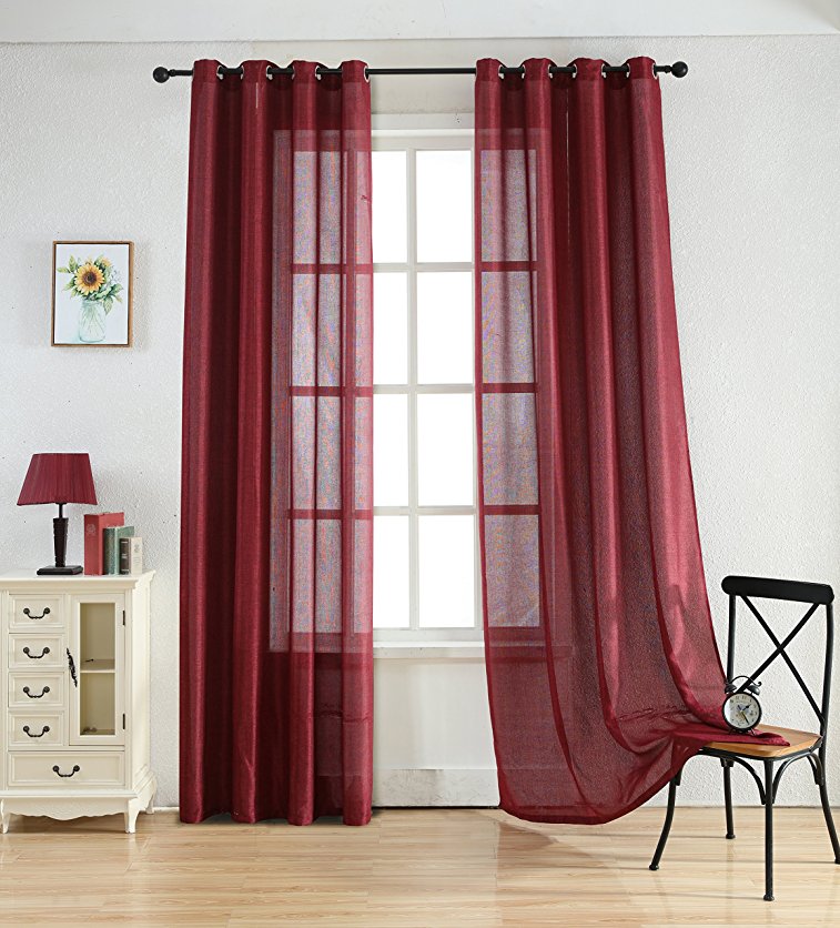 Merrylife High Class Linen Curtains with Grommets | 2 Panels Colorful Window Drapes | Length54’’ X 84’’ (BURGUNDY)