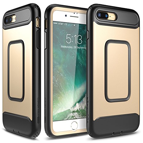 iPhone 7 Plus Case, YOUMAKER Full-body Rugged Case with Built-in Screen Protector for Apple iPhone 7 Plus (2016) 5.5 inch - Gold/Black