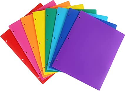 8 Pack Colored Plastic Folders Durable Heavy Duty File Folders with 2 Pockets Poly Folders for School Office, Includes Adhesive Labels