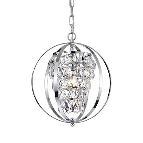 Globe Chandeliers Crystal Chrome Chandelier Lighting 1 Light Ceiling Light Fixture 17046