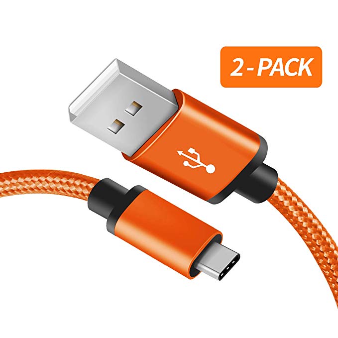 for Samsung Galaxy S10 Charger, (2-Pack 3FT) Benicabe USB Type C Samsung Adaptive Fast Charging Cable Nylon Braided Cord for Samsung Galaxy S10e / S10 , S9 / S9 Plus, S8 / S8 Plus(Orange)