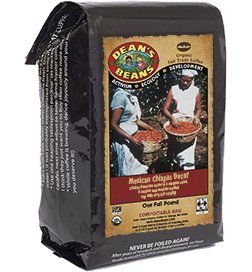 Dean's Beans Organic Coffee Company, Mexican Chiapas Natural Water Process Decaf, Whole Bean, 16 Ounce Bag (Organic, Fair Trade and Kosher Certified)