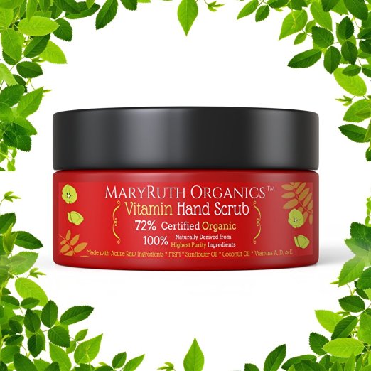 ORGANIC VITAMIN HAND & BODY SCRUB With MSM BY MARYRUTH 8oz - Mild Fresh Scent & Completely Non-Toxic! - Exfoliates Dry, Damaged Or Normal Skin while replenishing it with a rare blend of 72% Certified Organic, Raw, and Plant Ingredients. Fine Sugar Granules then Heal the Skin with a blend of Vitamin A, Vitamin D & Vitamin E. Highest Content Purity Organic, Vegan & Kosher Ingredients. Always Cruelty Free. For Men & Women for use on hands and body. Made in Small Batches with Love.