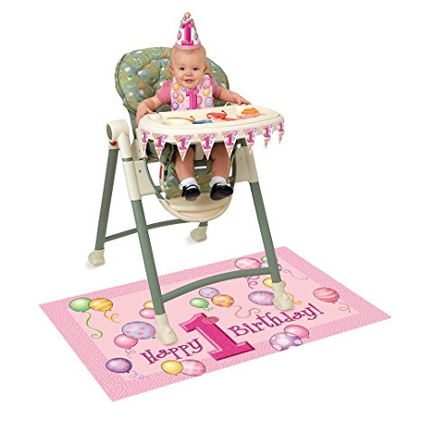 Pink 1st Birthday High Chair Decorating Kit, 4pc