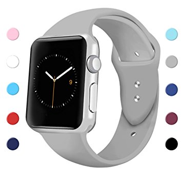 Sport Band for Apple Watch 42mm 38mm, Soft Silicone Sport Strap Replacement Bands for iWatch Apple Watch Series 3, Series 2, Series 1 S/M M/L