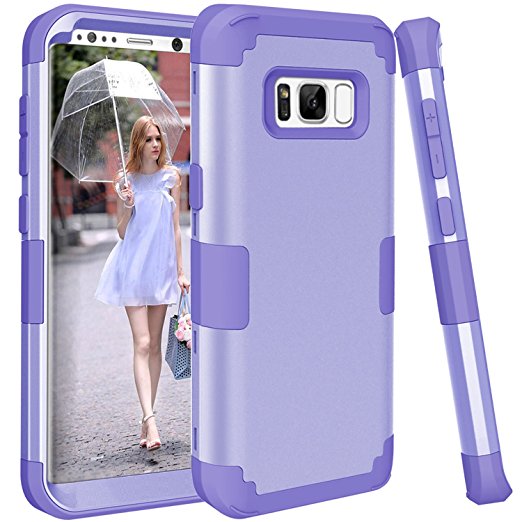 Hocase Galaxy S8 Case with Hybrid Drop Protection Dual Layer and Flexible Silicone Bumper for Samsung Galaxy S8 (2017) - Purple