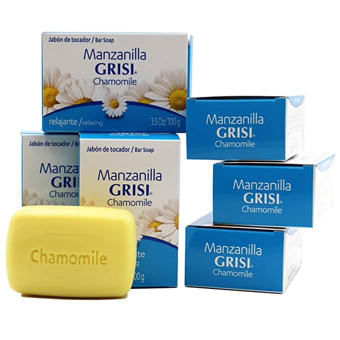 Grisi Chamomile Soap, Cleansing and Relaxing Soap with Chamomile Extract, Ideal for Sensitive, Irritated, Delicate Skin, Pleasant Scent, Relaxing Effect, 6-Pack of 3.5 Oz, Bar Soaps, white