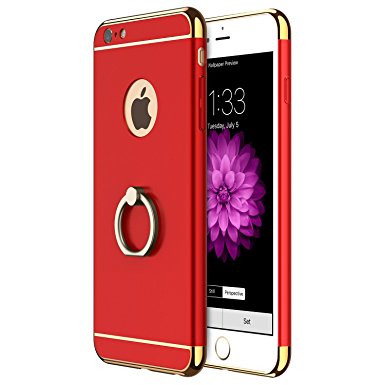 iPhone 6s Case, RANVOO 3 in 1 Ultra Thin Anti-Drop Scratch Resistant Shockproof Electroplate Frame Case Cover with 360 Degree Ring Kickstand for iPhone 6 / iPhone 6s 4.7 Inch – Red