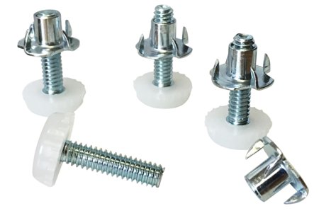 D.H.S. Medium Duty Nylon Furniture Levelers - 1/4" Threaded Shank w/T-Nuts - 400 Lb. Total Capacity - Adjusts from 0" to 3/4" - Set of 20