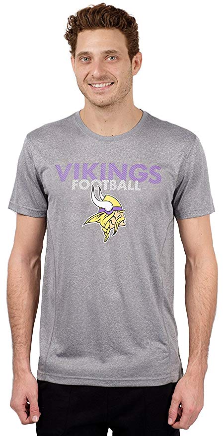Icer Brands NFL Men's T-Shirt Athletic Quick Dry Active Tee Shirt, Gray