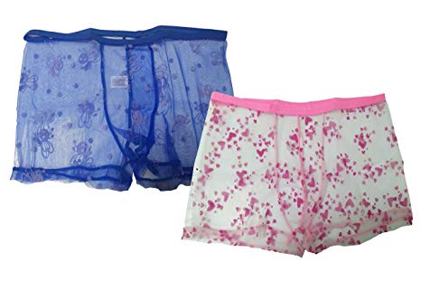 ONEFIT Men 's Sexy Transparent Underwear Lace Printed Boxer Briefs