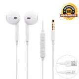 SunnestTM Earphones Earbuds Headphones with Mic StereoampVolume Control for iPhone iPad and iPod with 1 PCS Lightning Charging Cable White