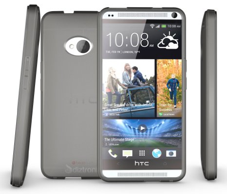 HTC One Case 2013 Model M7  Diztronic Matte Back Aluminum Gray Flexible TPU Case for HTC One M7 2013
