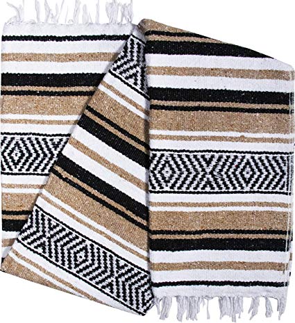 El Paso Designs Mexican Yoga Blanket Colorful 51in x 74in Studio Mexican Falsa Blanket Ideal for Yoga, Camping, Picnic, Beach Blanket, Bedding, Home Decor Soft Woven