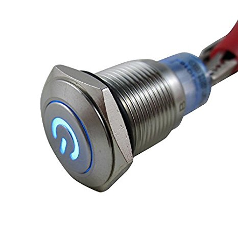 DIGITEN 19mm Waterproof Stainless Steel Blue 12V LED Button Switch Push ON/OFF car boat