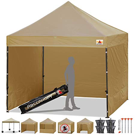 ABCCANOPY Canopy Tent 10 x 10 Pop Up Canopies Commercial Tents Market stall with 4 Removable Sidewalls and Roller Bag Bonus 4 Weight Bags and 10ft Screen Netting and 10ft Half Wall(30 Muti Colors)