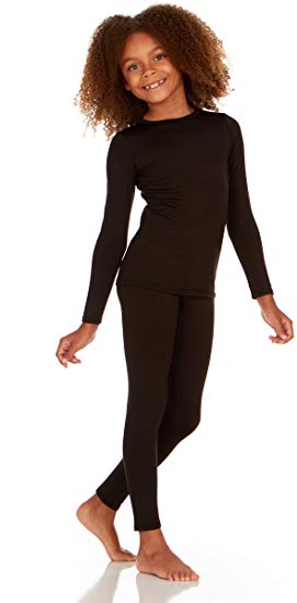 Thermajane Girl's Ultra Soft Thermal Underwear Long Johns Set with Fleece Lined