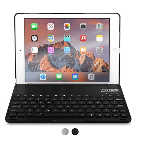 iPad Air Keyboard case, COOPER NOTEKEE F8S Backlit LED Bluetooth Wireless Rechargeable Keyboard Portable Laptop Macbook Clamshell Clamcase Cover with 7 Backlight Colors for Apple iPad Air (Black)