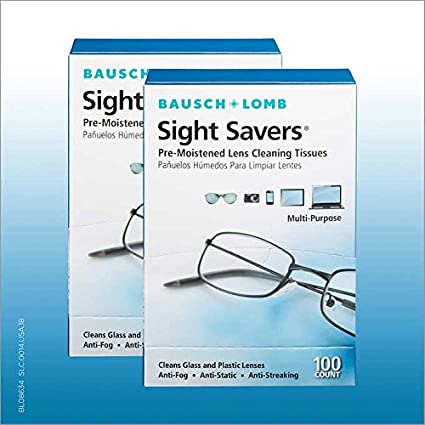 Bausch & Lomb Sight Savers Premoistened Lens Cleaning Tissues (Large - (100-Count), Pack of 2)