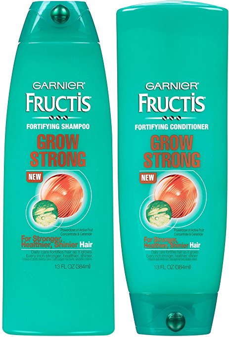 Garnier Fructis Grow Strong Shampoo and Conditioner Set, For Stronger, Healthier, Shinier Hair, 13 Fl Ounces Each