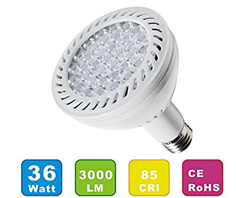 Jianyana PAR30 LED Flood Light Bulb 350w Replacement (3200 lumen) 36Watt E27 Medium Base Tracking Lighting 6000K White Body