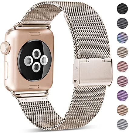 KOLEK Compatible for Apple Watch Band 38mm 40mm 42mm 44mm, Stainless Steel Mesh Loop Adjustable Wristband for iWatch Series 5 4 3 2 1 Women Men