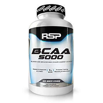 RSP BCAA 5000, Premium BCAA Capsules for Post Workout Muscle Recovery, Endurance & Energy, 5g of Essential Branched Chain Amino Acids per Serving (240 Capsules)