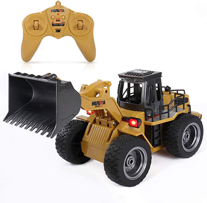 RC Shovel Loader Tractor Remote Control Car Toy, Full Functional Construction Vehicle with Lights